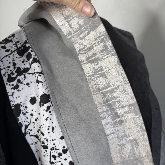 Lemon Grass Women’s Jacket XS Black Gray White Patchwork Open Front Long Sleeve - Picture 6 of 9